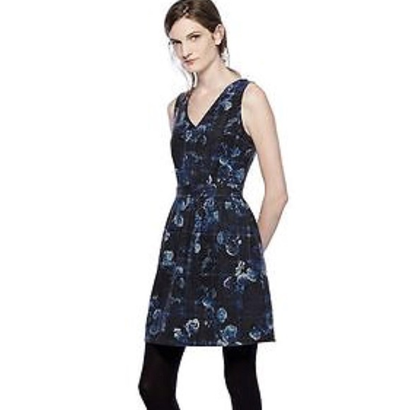 blue floral fit and flare dress